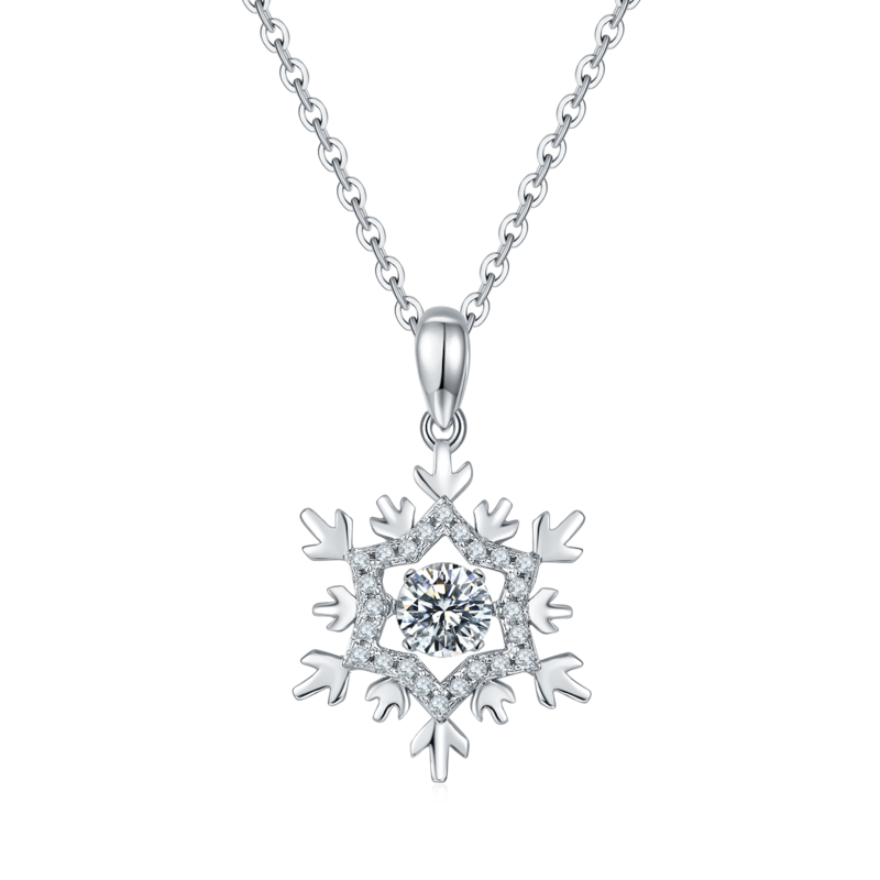 灵动冰雪女王S925银镀白金莫桑钻项链50分D级